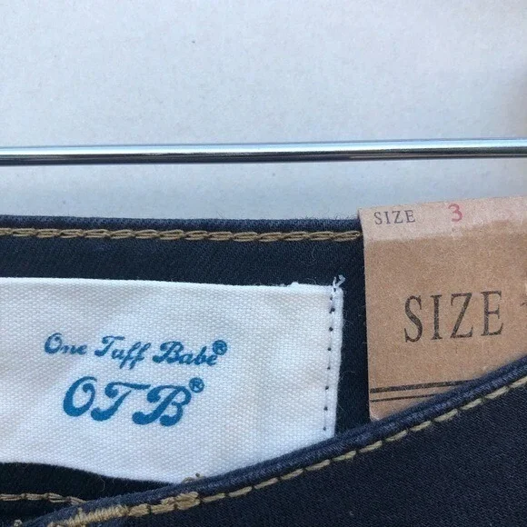 OTB Women's Black Stitch Rip Slim Straight Size 3 - Picture 2 of 9